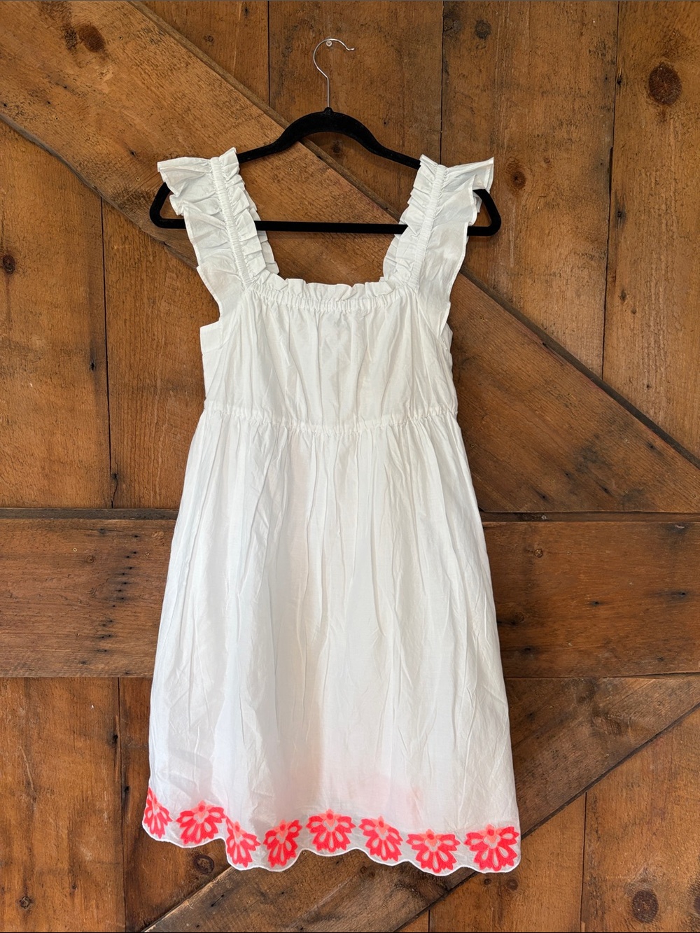 J. Crew Factory White Mini Dress with Pink Floral Hem